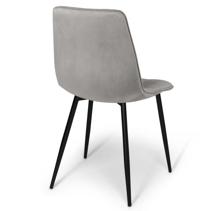 Lot de 6 chaises MILA en velours gris clair pour salle à manger