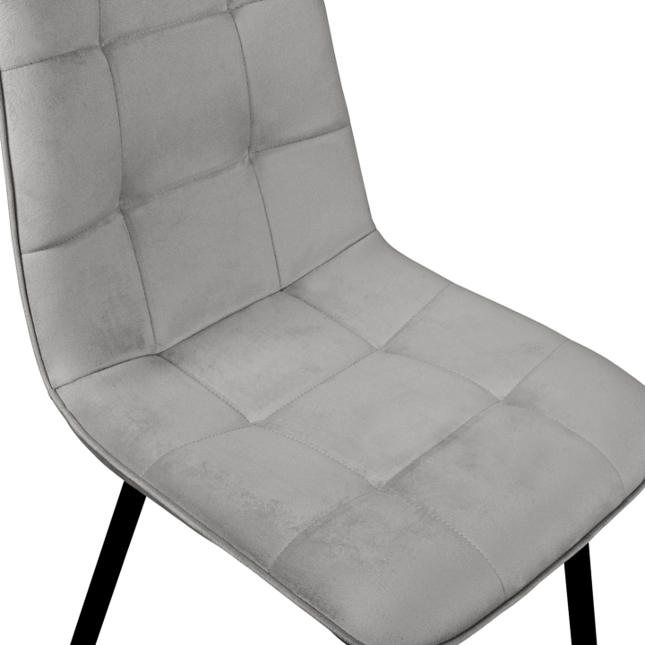 Lot de 6 chaises MILA en velours gris clair pour salle à manger