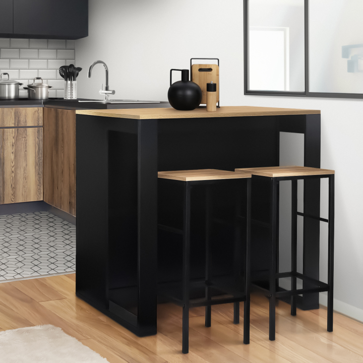 Mesa alta negra y de madera para cocina - JUNO | ID Market