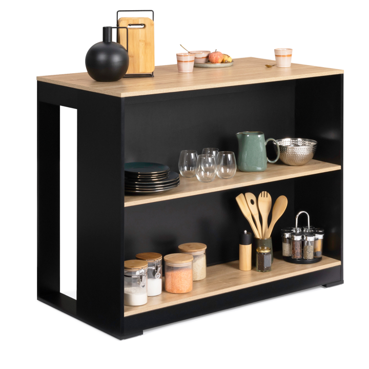 Mesa alta negra y de madera para cocina - JUNO | ID Market