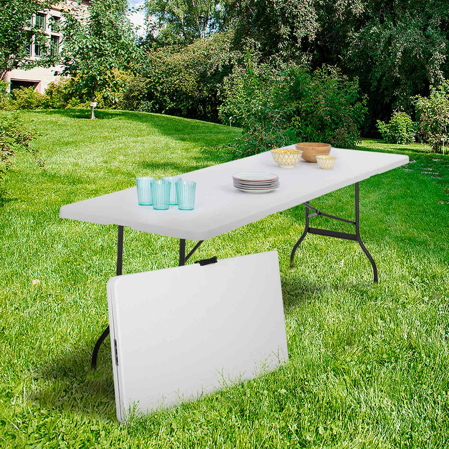 Ensemble table et bancs de jardin - Lot 1 Table pliante jardin