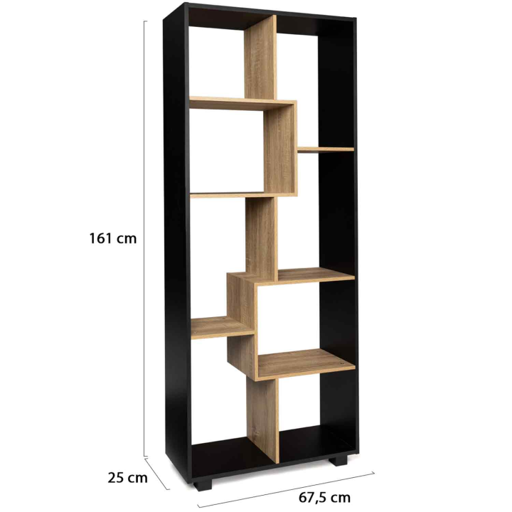 Etagère à double position TANIA noir et bois 161 cm