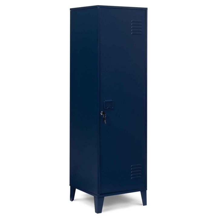 Armoire vestiaire ESTER porte métal bleu foncé design industriel