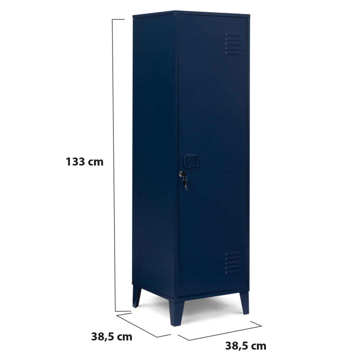 Armoire vestiaire ESTER porte métal bleu foncé design industriel