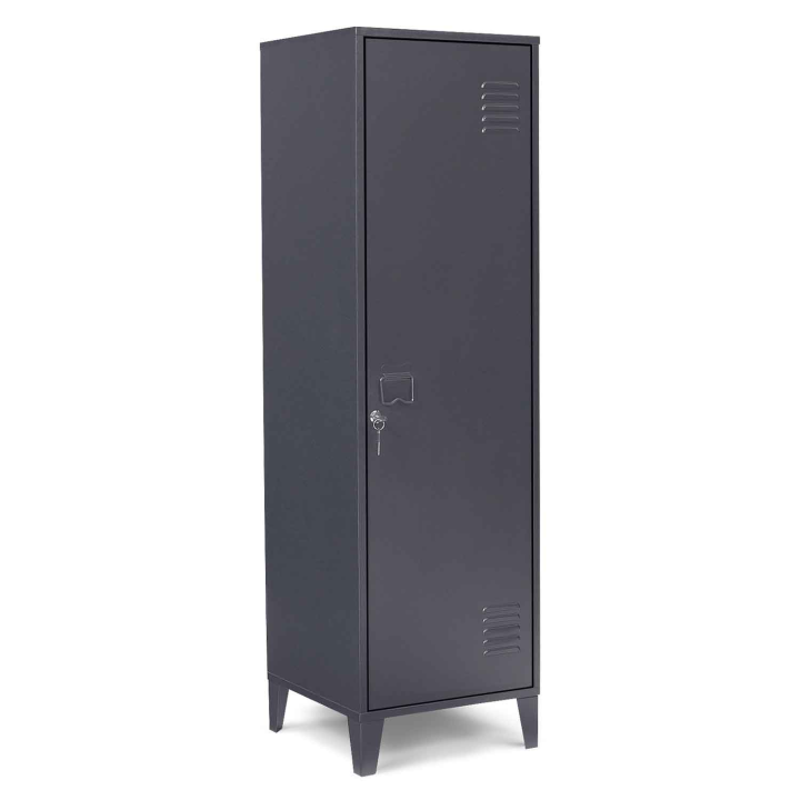 Armoire vestiaire ESTER porte métal gris foncé design industriel