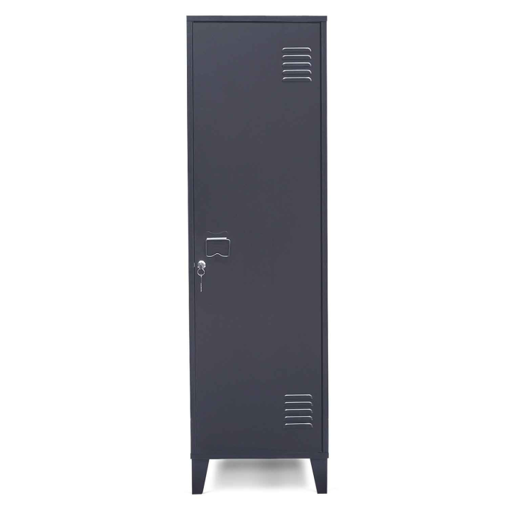 Armoire vestiaire ESTER porte métal gris foncé design industriel