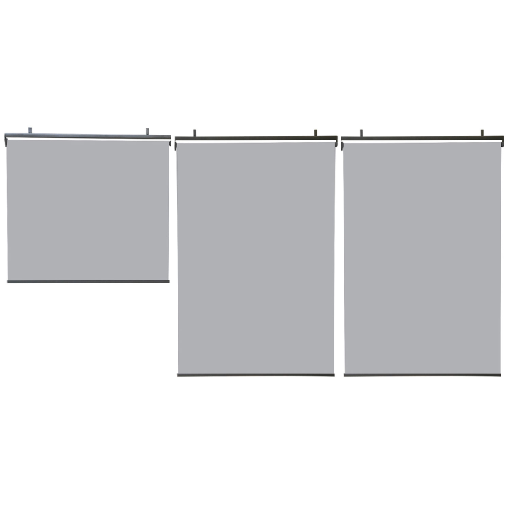 Lot de 3 stores enrouleurs L.125 x H. 225 CM pour pergola gris clair