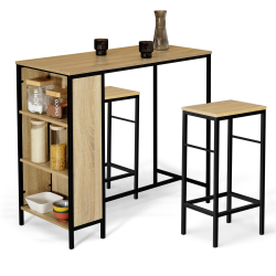 Ensemble table de bar DETROIT et 2 tabourets design industriel