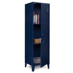 Armoire vestiaire ESTER porte métal bleu foncé design industriel