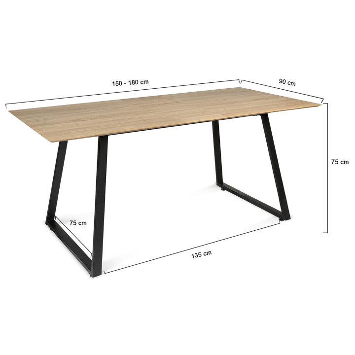 Mesa de comedor extensible barata de 150 a 180 cm | ID Market