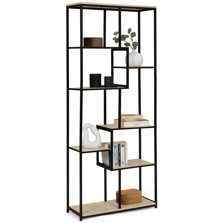 Etagère bibliothèque 6 niveaux asymétrique DETROIT design industriel 161cm