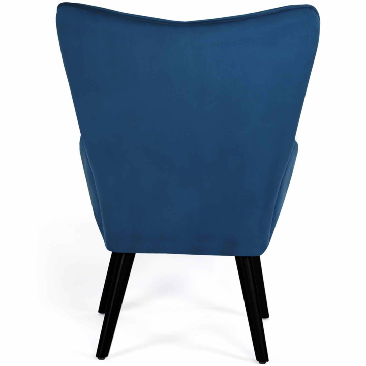 Fauteuil scandinave ANIA avec repose pieds velours bleu