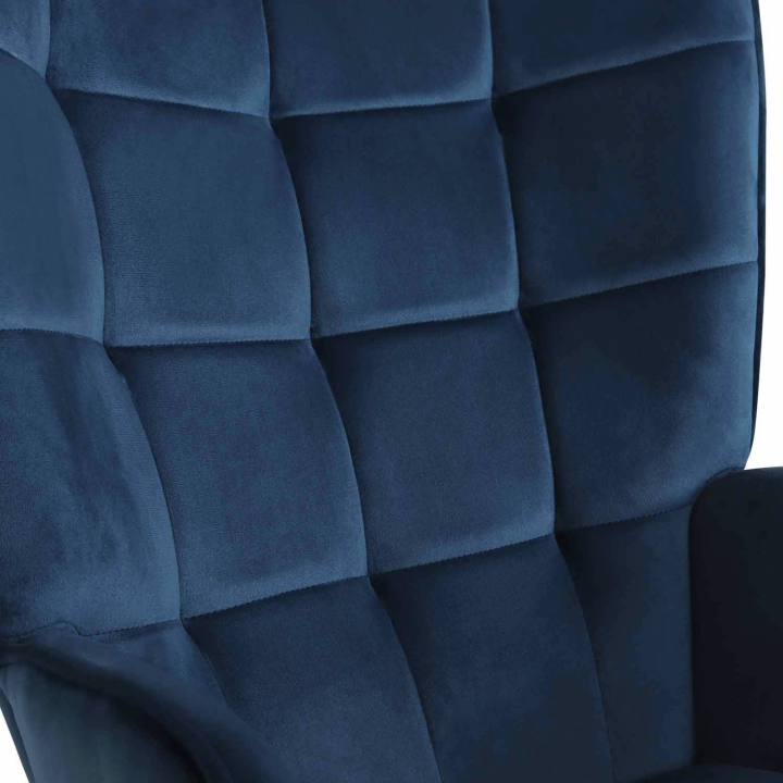 Sillón escandinavo de terciopelo azul con reposapiés - ANIA | ID Market