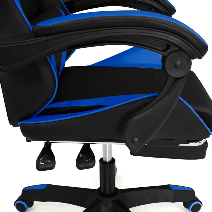 Silla gaming barata con cojines negros y azules - ALEX | ID Market