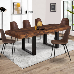 Mesa de comedor para 10 personas 225 cm en madera envejecida y negro - PHOENIX | ID Market