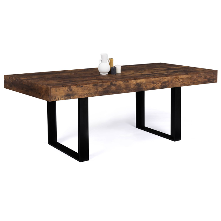 Mesa de comedor para 10 personas 225 cm en madera envejecida y negro - PHOENIX | ID Market