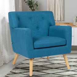 Fauteuil Scandinave bleu canard pas cher | ID Market