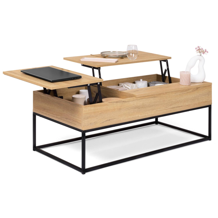 Table basse double plateau relevable DETROIT design industriel