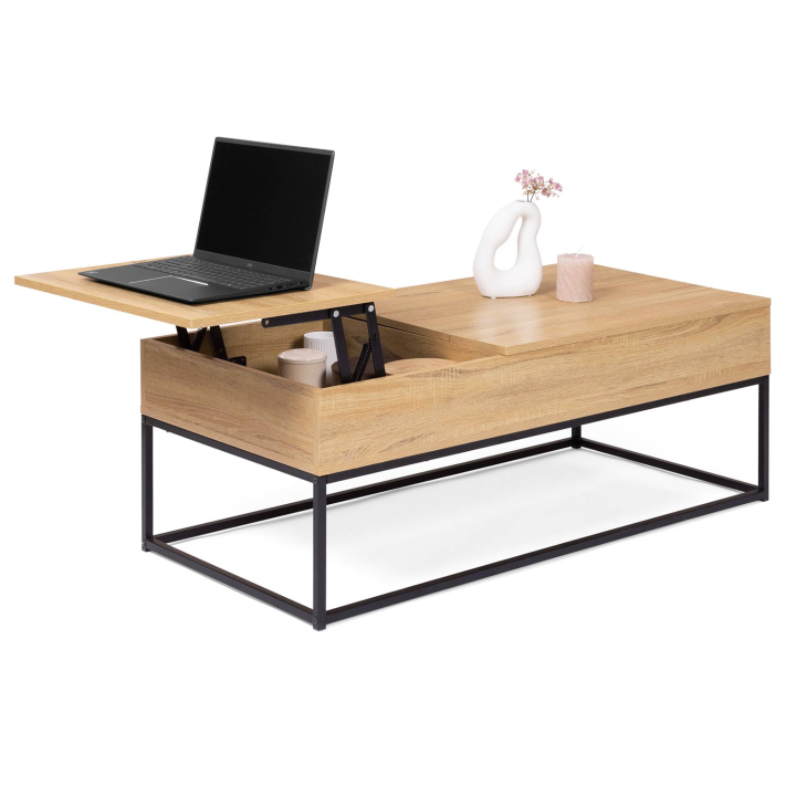 Table basse double plateau relevable DETROIT design industriel