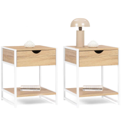 Lot de 2 tables de chevet DETROIT métal blanc design industriel