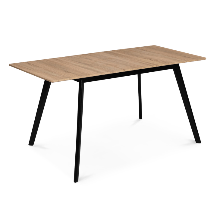 Mesa extensible escandinava con tablero de madera y patas negras baratas - INGA | ID Market