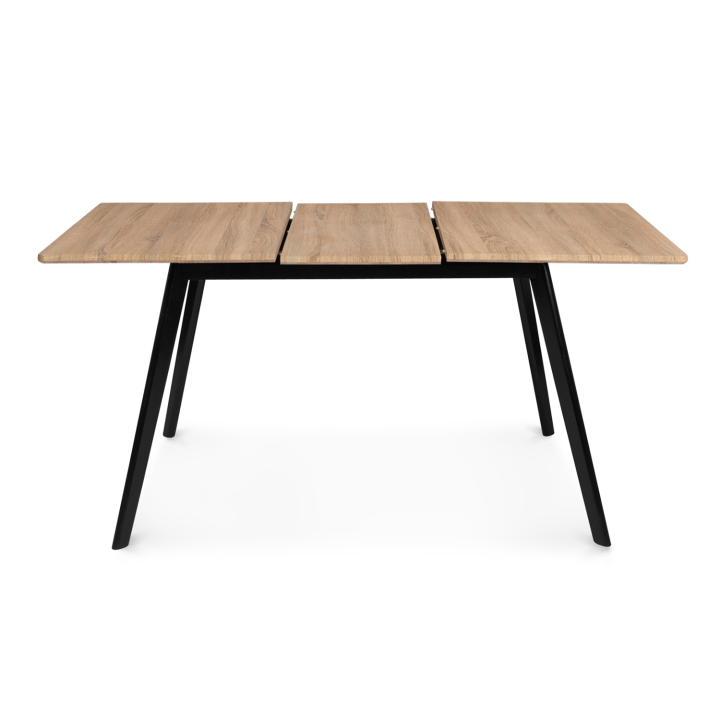 Mesa extensible escandinava con tablero de madera y patas negras baratas - INGA | ID Market