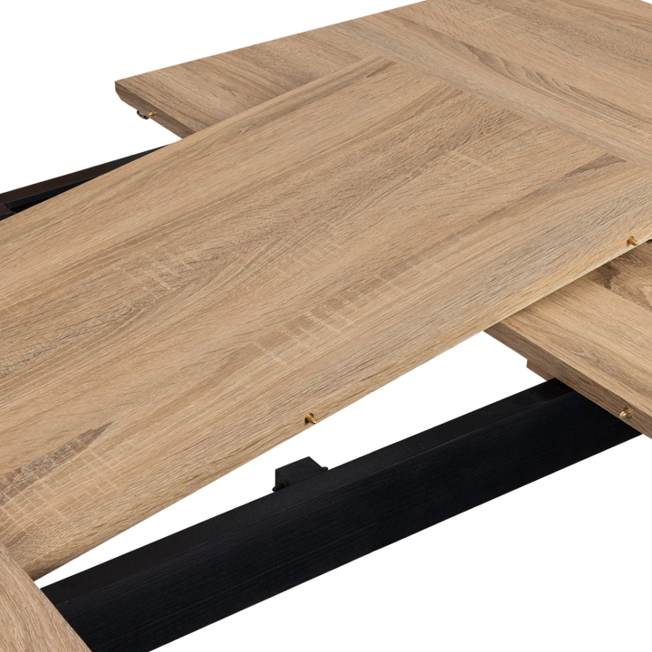 Mesa extensible escandinava con tablero de madera y patas negras baratas - INGA | ID Market