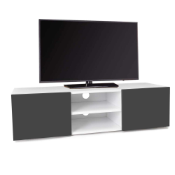 Mueble TV blanco barato con puertas gris antracita - ELI | ID Market