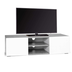 Meuble TV 113 cm ELI effet béton portes blanches