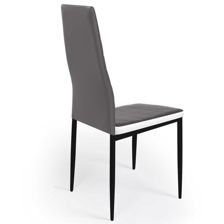 Lot de 6 chaises ROMANE grises bandeau blanc pour salle à manger