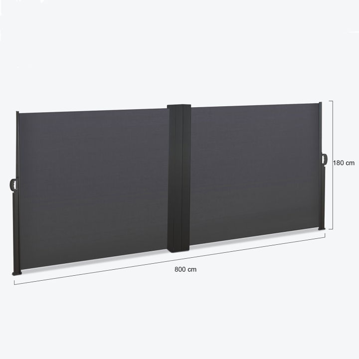 Biombo retráctil doble 180 x 800 cm gris antracita | ID Market