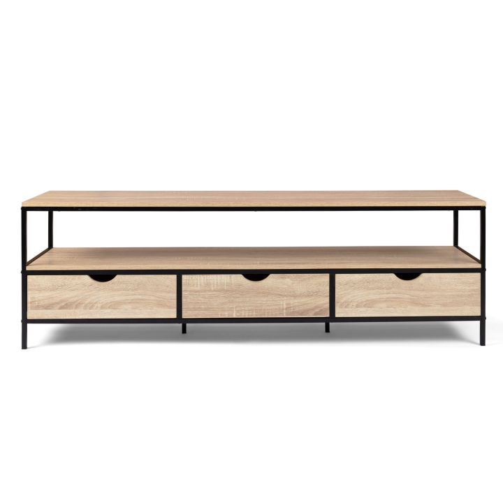 Meuble TV 160 cm DETROIT 3 tiroirs design industriel