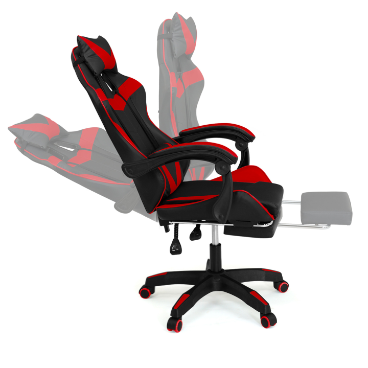 Fauteuil de gaming ALEX réglable noir et rouge