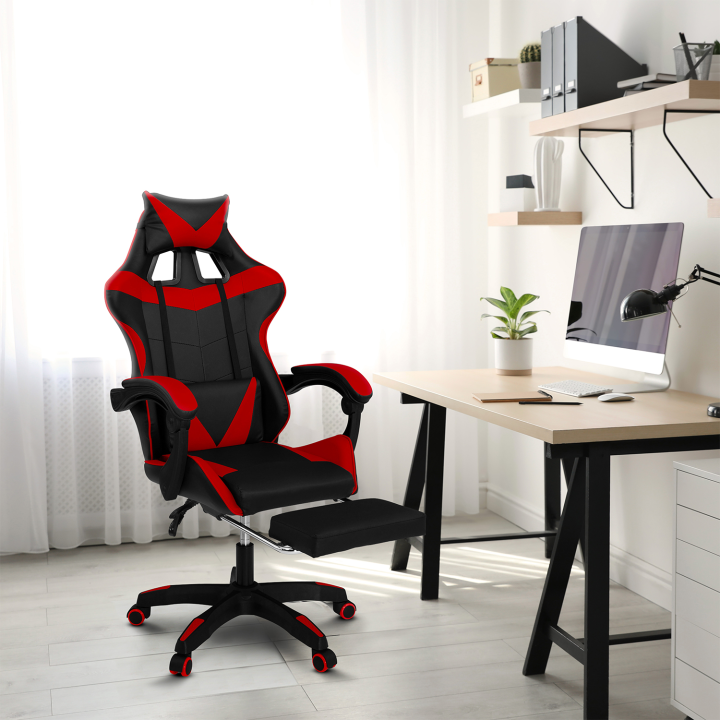 Fauteuil de gaming ALEX réglable noir et rouge