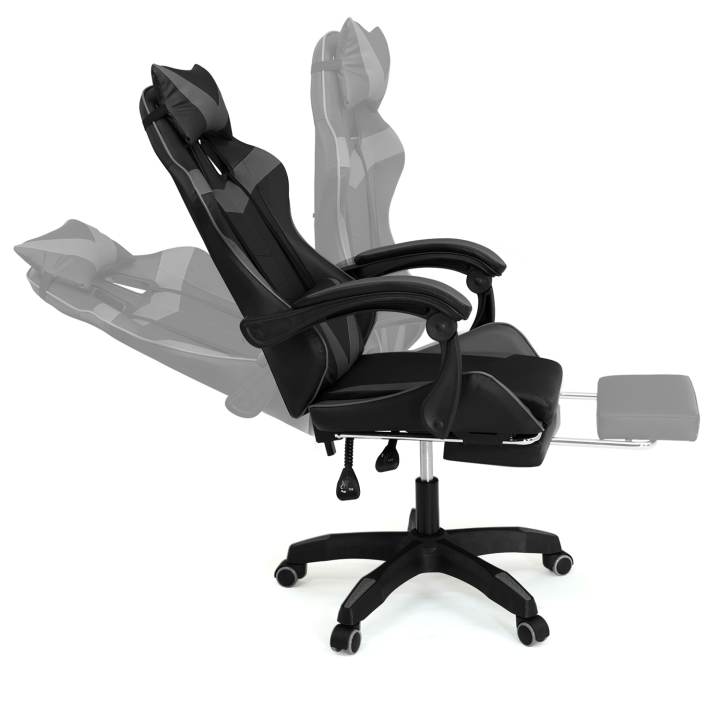 Fauteuil de gaming ALEX réglable noir et gris