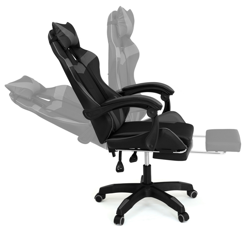 Fauteuil de Bureau Chaise Gaming en Tissu,Chaise de Bureau avec Appuie-tête  et Repose-Pieds
