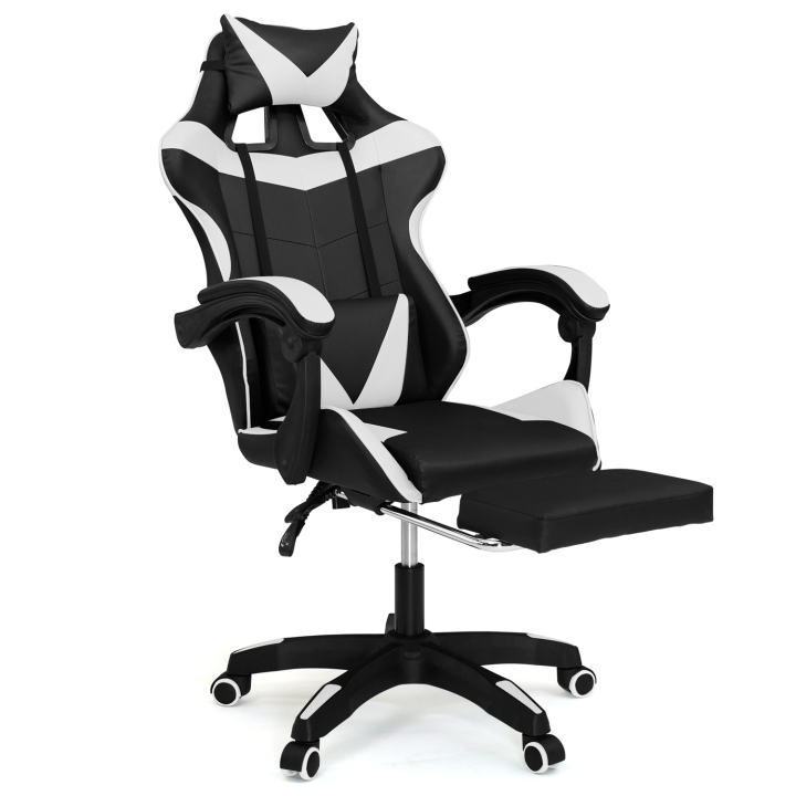 Fauteuil de gaming ALEX réglable noir et blanc