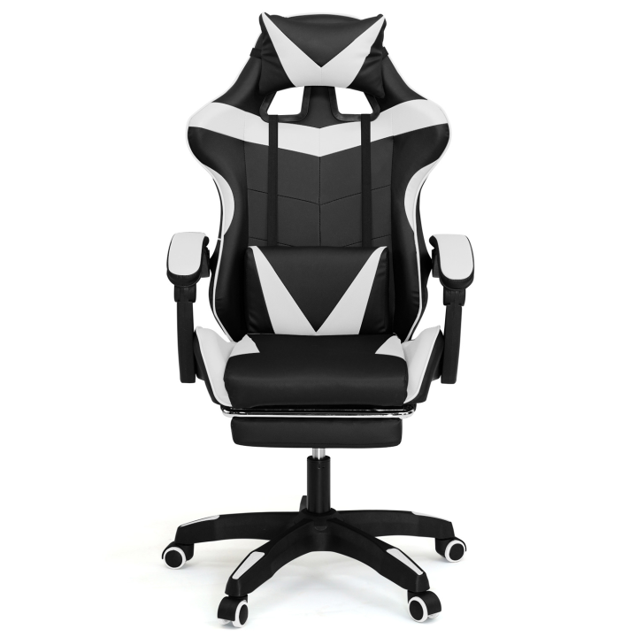 Fauteuil de gaming ALEX réglable noir et blanc