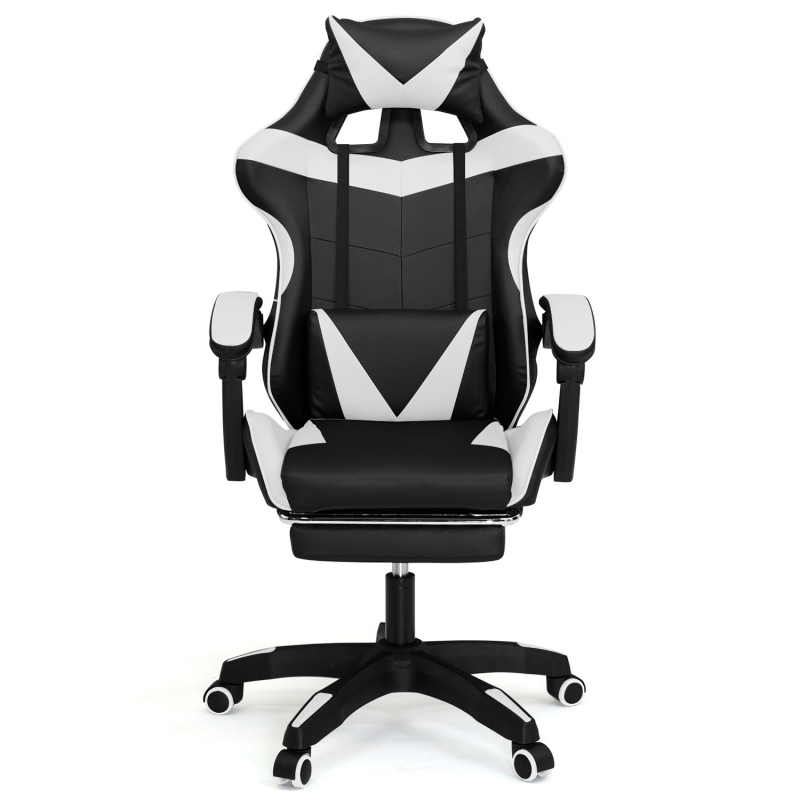 Fauteuil chaise de bureau gaming gamer avec coussin noir gris