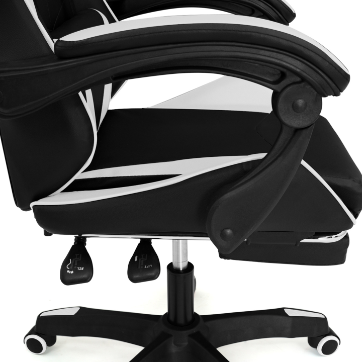 Fauteuil de gaming ALEX réglable noir et blanc