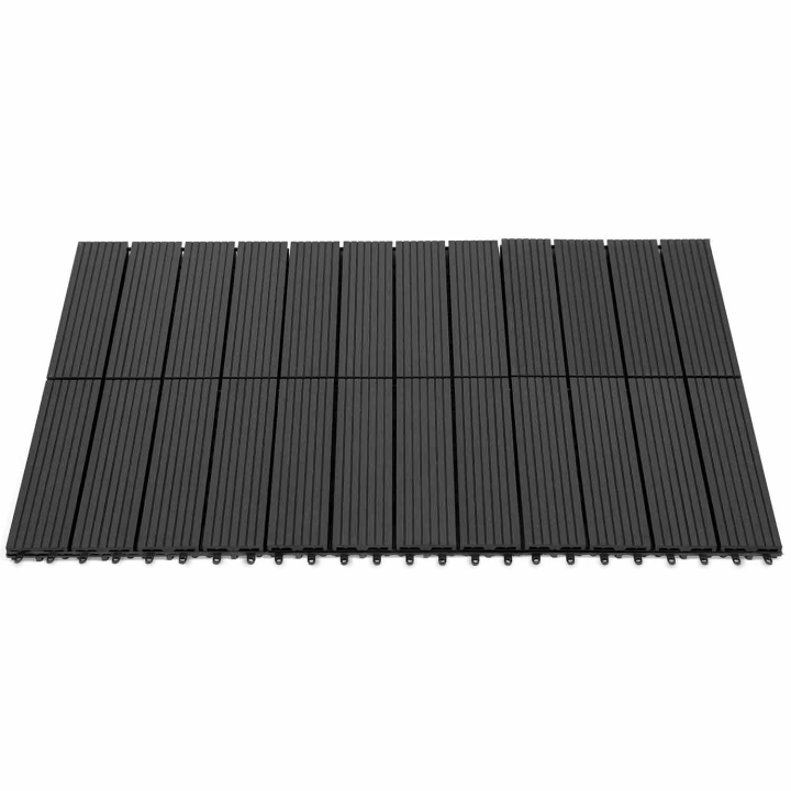 Lot de 5 dalles de terrasse clipsables bois composite noire