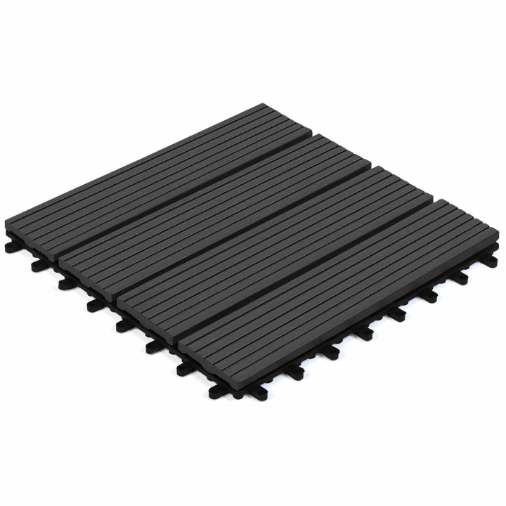 Lot de 5 dalles de terrasse clipsables bois composite noire