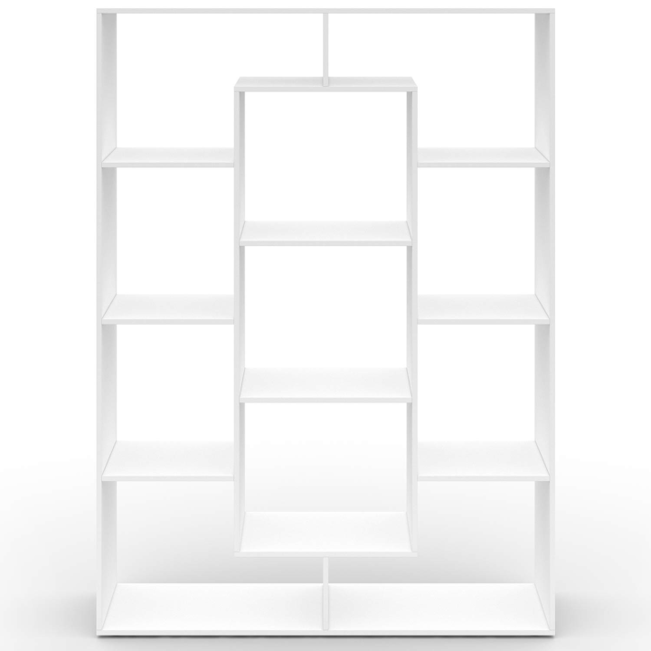 Etagère bibliothèque COLETTE avec 11 compartiments blanc H.143 cm