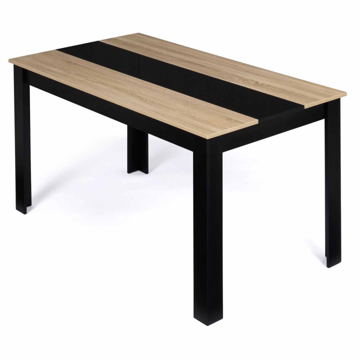 Mesa de comedor para 6 personas en negro y imitación de haya - GEORGIA | ID Market