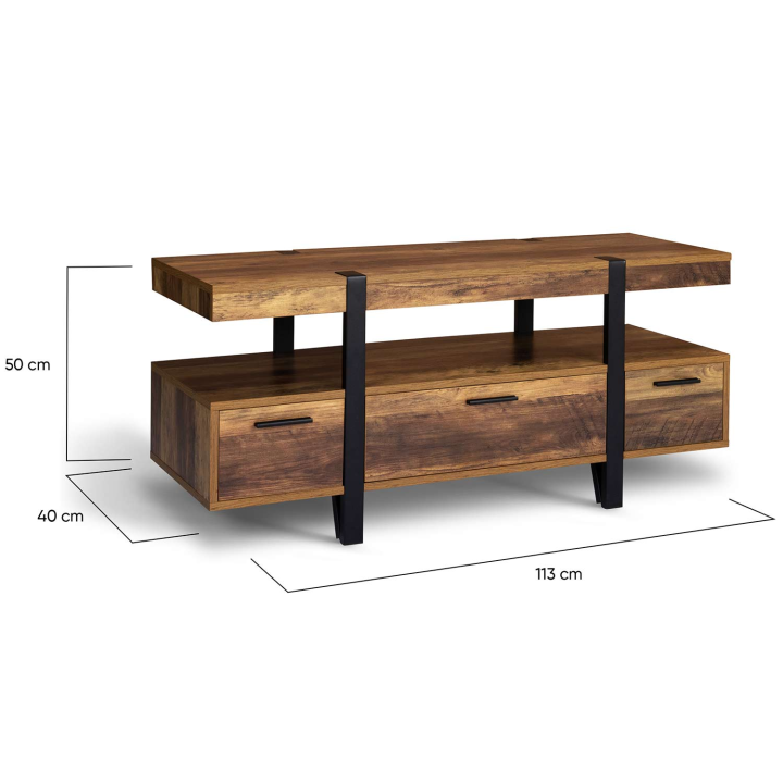 Soporte de TV de madera oscura con patas de espiga - AUSTRIA | ID Market