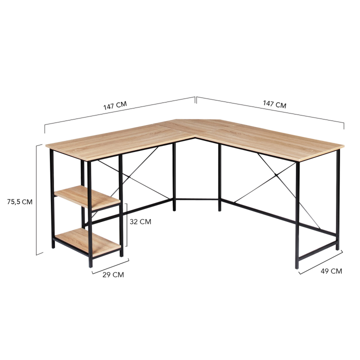 Bureau d'angle en forme de L DETROIT design industriel