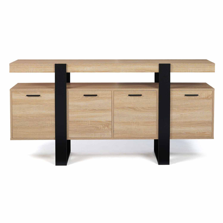 Buffet 160 cm PHOENIX XXL 4 portes bois et noir