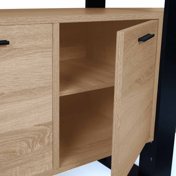 Buffet 160 cm PHOENIX XXL 4 portes bois et noir