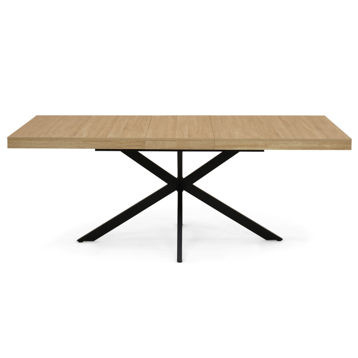 Table à manger extensible rectangle ALIX avec rangement 6-10 personnes bois et noir 160-200 cm