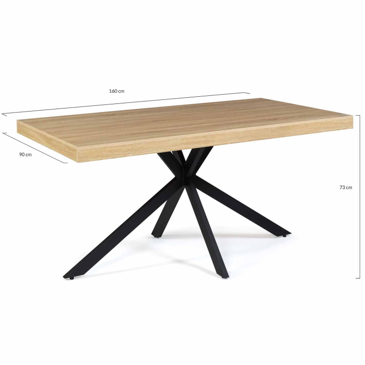 Table à manger rectangle ALIX 8 personnes pied araignée bois et noir 160 cm